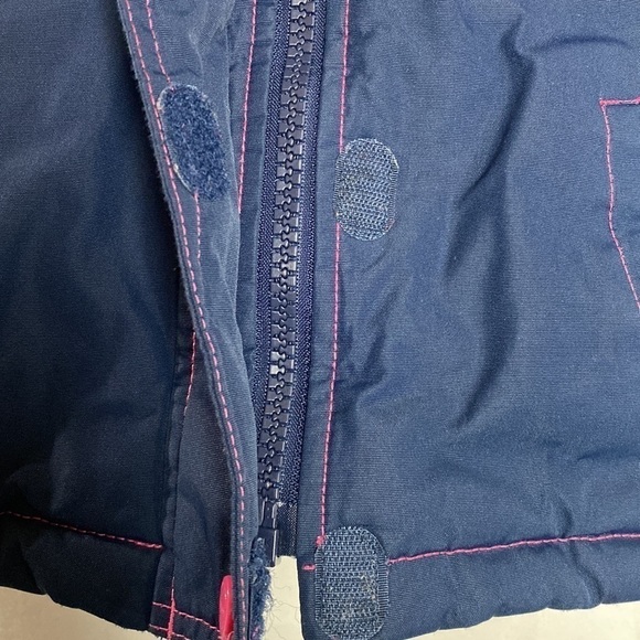 OSHKOSH B'gosh (Girls) Navy Blue and Pink Winter Jacket with Fur Detachable Hood - Picture 6 of 17